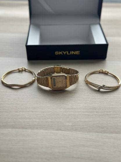 RELOJ SKYLINE + 2 BRAZALETES DE REGALO – LUJO QUE SÍ TE PUEDES PERMITIR